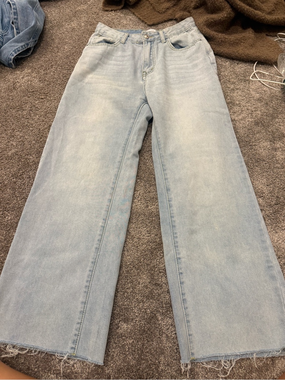 Princess Polly Light Blue Wide-Leg Jeans